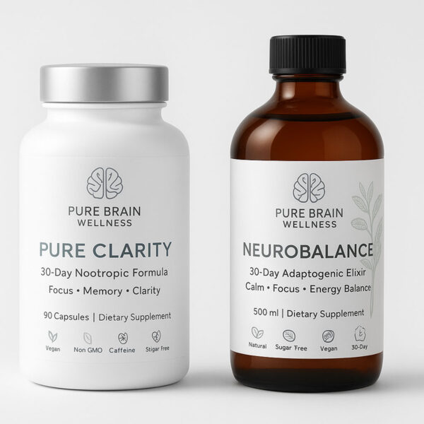 Pure Clarity Nootropic Capsules + NeuroBalance Adaptogenic Elixir