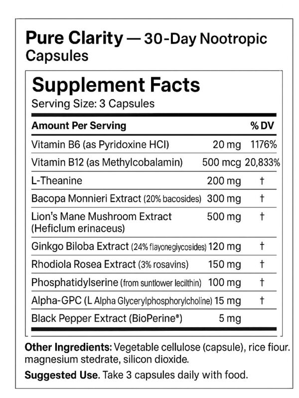 2 Pure Clarity Nootropic Capsules + 2 NeuroBalance Adaptogenic Elixir - Image 3