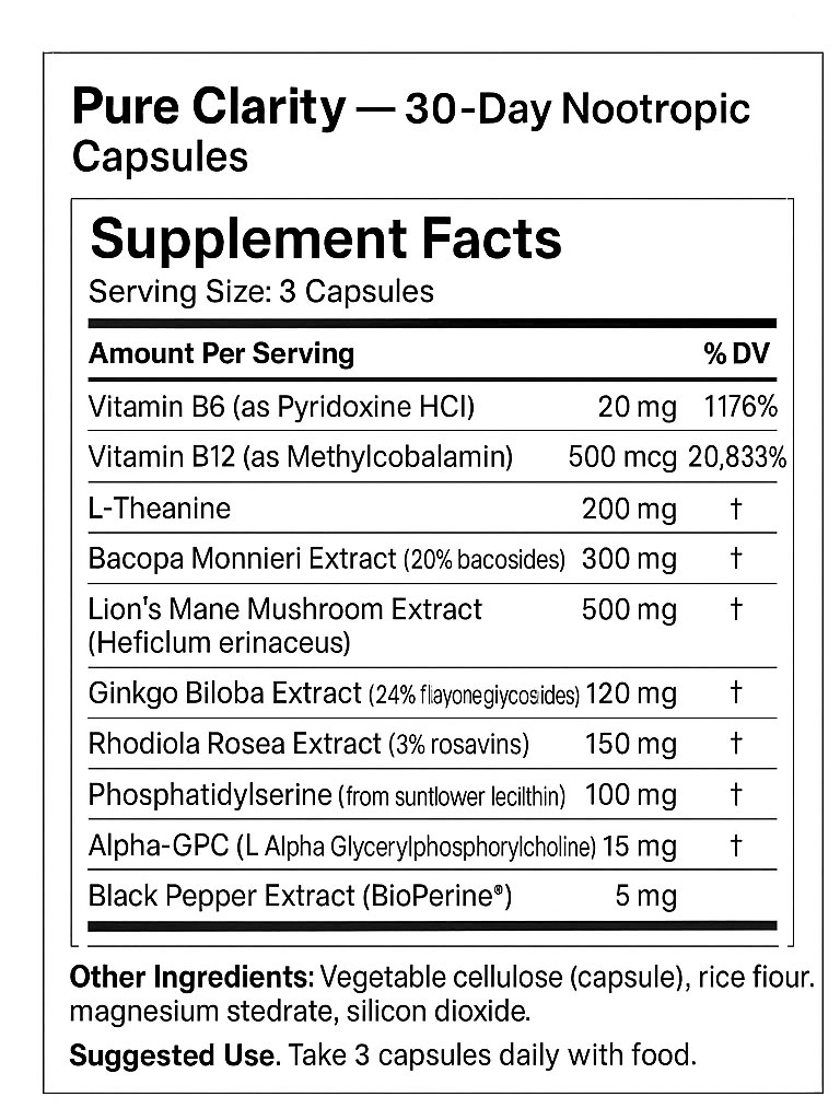 4 Pure Clarity Nootropic Capsules + 5 NeuroBalance Adaptogenic Elixir - Image 3