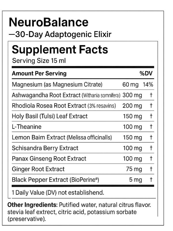 2 Pure Clarity Nootropic Capsules + 2 NeuroBalance Adaptogenic Elixir - Image 2